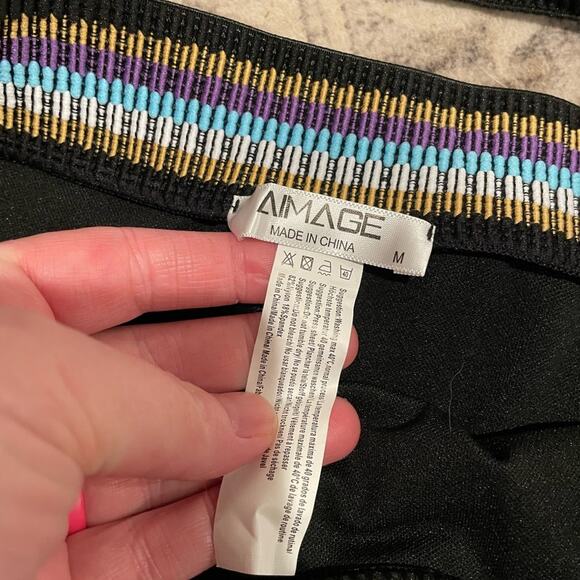 AI'MAGE High Waisted Bikini Size Medium NWT Black Tummy Control Swimsuit - Picture 4 of 5